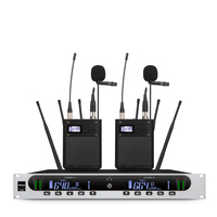 Système de microphone sans fil XTUGA X-26 True Diversity 1000M avec micro-casque/lavalier XLR, suppression du bruit, 2 canaux, pour extérieur et église
