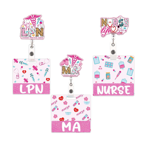 Distintivo per infermiere in acrilico glitterato con Badge orizzontale o verticale regalo per Badge per operatore sanitario - Product Image 1