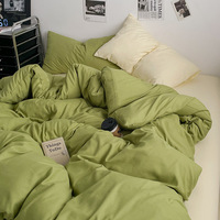 Juego de Ropa de Cama de Microfibra Reversible de Color Sólido para Todas las Estaciones, Suave, Transpirable, Anti-Pilling, Juego de Sábanas y Funda Nórdica Lisa Personalizada para el Hogar