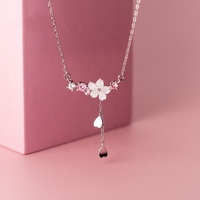 Vente chaude 925 Sterling Argent Piercing Shell Fleur Cerise Sakura Boucles D'oreilles Lady Femmes Bijoux Cadeau
