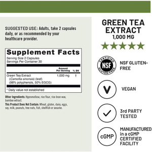 Натуральный экстракт зеленого чая, 60 капсул, сертифицирован по стандарту CGMP, 98% полифенолов - Product Image 4