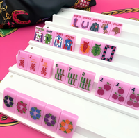 Ningbo Leti Trading Co., Ltd. Mahjong 160 Ubin Mahjong Amerika warna pink Apple Ubin Mahjong Mewah Berukir