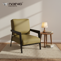 Chaise de loisir moderne en cuir véritable vert de haute qualité, pieds en bois massif pour la maison, le salon, l'hôtel, l'appartement, la chambre à coucher, meubles