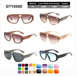 Gafas de Sol Unisex de Doble Puente, Moda 2026, Lentes UV400, <span class=keywords><strong>PC</strong></span> Ovaladas, Azul, Naranja, Dorado, <span class=keywords><strong>para</strong></span> Deportes al Aire Libre, Protección Solar - Product Image 1