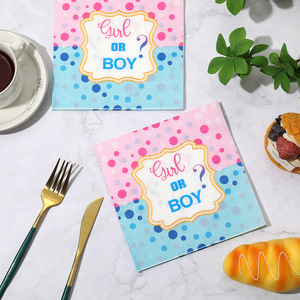 Girl Or Boy Printed Paper Napkins 330mm Themed Party Disposable Serviettes - Product Image 1