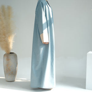 Haute qualité Ramadan Polyester Simple Abaya femmes robe musulmane <span class=keywords><strong>Turquie</strong></span> Style ouvert Abaya vêtements islamiques Cardigan - Product Image 2