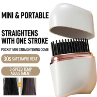 Peigne lisseur sans fil de poche 2-en-1, protéines végétales, 3 températures 160-200 ° C 30s Heat Anti-Scald Teeth NTC USB-C 133g Mini CE