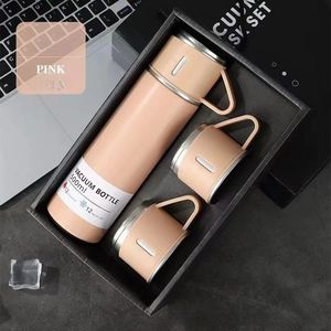 Set di bottiglie sottovuoto in acciaio inossidabile da 500 ml con 2 tazze, thermos da viaggio per caffè, tè, acqua, design minimalista, confezione regalo inclusa - Product Image 3