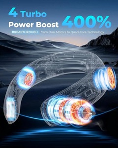 Ventilateur de cou portable, souffle de l'air froid, 4 turbo sans pales, ventilateur personnel portable, 3 vitesses, écran LED, 4000 mAh et Type-C 360. Refroidissement - Product Image 3