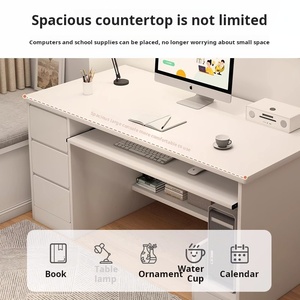 Bureau <span class=keywords><strong>d</strong></span>'ordinateur blanc moderne pour le bureau à domicile avec tiroir et support pour ordinateur, table de réception ergonomique - Product Image 5