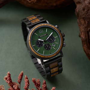 <span class=keywords><strong>Montre</strong></span> de luxe pour homme, chronographe à quartz gravé sur mesure, <span class=keywords><strong>sport</strong></span> moderne, bois de santal vert, résistante à l'eau, écologique - Product Image 3