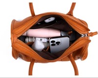 Sac à main vintage en cuir véritable pour femme avec poignée supérieure et bandoulière amovible, grande capacité