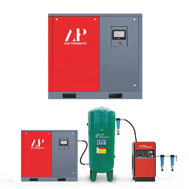 7.5kw15kw22kw75kw energy-saving complete set of industrial screw air compressor, with air storage tank dry machine