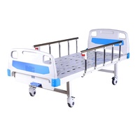 Lit d'hôpital économique à manivelle unique avec tête de lit en ABS et poignée rétractable, 4 roulettes pour la sécurité du patient