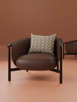 Fauteuil Minimaliste Vintage en Cuir Véritable - Inspiré des Designers Italiens - Chaise Longue de Luxe pour Villas et Espaces de Vie Haut de Gamme