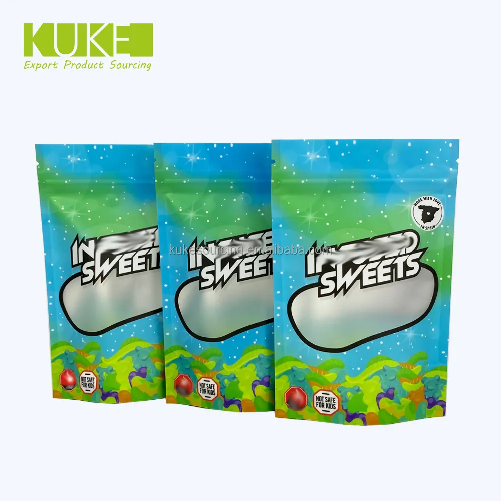Free Samples Smell Proof Soft Touch 1 gram 3.5 gram 14g 1 ounce lb Design Smell Candy Custom Printed Mylar Bags