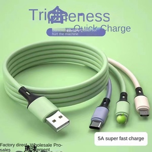 Cavo Dati Tre-in-<span class=keywords><strong>Uno</strong></span> per <span class=keywords><strong>Ricarica</strong></span> Rapida 5A in Silicone Liquido, Trasferimento Dati e <span class=keywords><strong>Ricarica</strong></span> per Type-C e Android per Dispositivi Mobili - Product Image 3