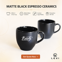 Tasse en céramique Tasse à expresso 105 ml 3.5 Oz Couleur noir mat Logo personnalisé Promotion Cadeau Ensemble de tasses