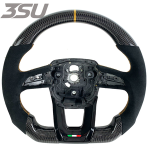Volante de Carbono Hecho a Mano Personalizado con Empuñadura de Gamuza y Franja Amarilla para Lamborghini Urus 2018-2024 - Product Image 1