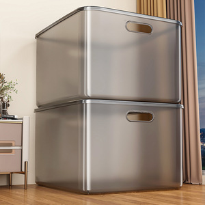 กล่องเก็บของสีเทาแบบด้านทรงสี่เหลี่ยมผืนผ้า ความจุขนาดใหญ่ สำหรับจัดเก็บเสื้อผ้า ของเล่น ตะกร้าเก็บของใช้ในบ้าน ภาชนะพลาสติก - Product Image 4