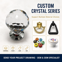 Poignée de tiroir en cristal ODM, design en acrylique transparent à coupe diamant pour armoires de cuisine et meubles de garde-robe