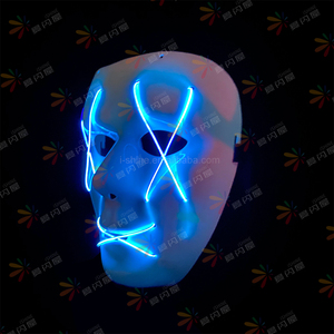 Venta caliente Anonymous <span class=keywords><strong>Guy</strong></span> Fawkes Máscara de PVC Hacker Fiesta de Halloween Estilo de terror con EL Wire para eventos temáticos de vacaciones Fiestas LED - Product Image 5