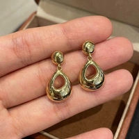 Boucles d'oreilles créoles creuses en or 18 carats pour femmes, pendantes en forme de goutte d'eau, légères, hypoallergéniques, vente en gros, personnalisables
