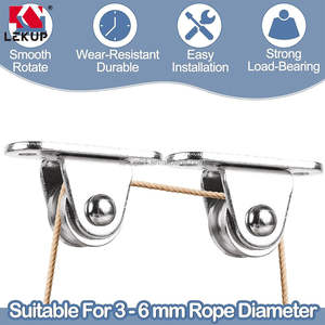 1 "in acciaio inox Mini Duplex puleggia rullo senza attrito ruota silenziosa pesante fisso puleggia piccolo blocco puleggia per cavo di corda - Product Image 4