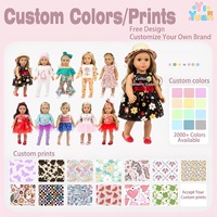Robe de poupée personnalisée à fleurs d'été de 18 pouces avec chapeau de paille, tenue de poupée en gros OEM