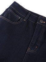 YUANBOFEI Jeans en denim brut vintage à jambe droite décontractés à coupe régulière respirants doublés de polaire à taille mi-haute pour femmes