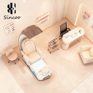 Silla de pedicura de baño de pies de masaje eléctrico en forma de huevo de lujo con bomba de drenaje de lavabo de vidrio ondulado de agua ligera cubierta de belleza - Product Image 2