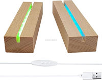 Lampe de nuit moderne 3D laser acrylique LED présentoir en ABS avec base lumineuse en bois blanc chaud plug-in multicolore pour la maison