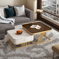 Ensemble de meubles de salon modernes modulaires or et blanc du fabricant chinois, comprenant une table basse en verre et des panneaux solides pour la maison