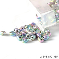 Perles de riz en verre importées de la République tchèque en gros 2.5*5mm perles de riz électrolytiques à double trou accessoires matériels de bracelet perles en vrac