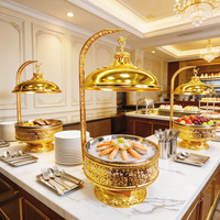Goldener Runder Hängender Edelstahl Hot Pot Gasbetriebener Buffet-Speisenwärmer für Hotels und Restaurants