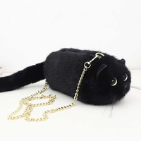 Porte-monnaie en peluche personnalisé de haute qualité en forme de chat mignon, sans rembourrage, sac à main en polyester doux pour filles, tendance