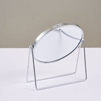 Miroir cosmétique de bureau pliable en métal sur mesure, finition argentée, double face, grossissement 1X/2X, éclairé pour le maquillage