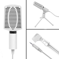 Microphone à condensateur filaire blanc, omnidirectionnel, à suppression de bruit, pour ordinateur, conférence, podcast