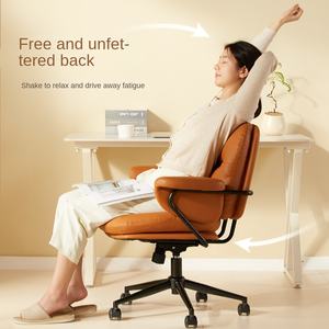 <span class=keywords><strong>Chaise</strong></span> de bureau moderne en acier inoxydable avec siège pivotant en cuir et accoudoirs - <span class=keywords><strong>Chaise</strong></span> de bureau pour la maison - Product Image 4