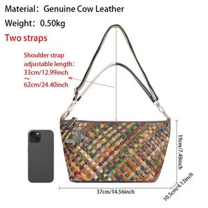 Bolso bandolera de punto AndoBag, bolsos de cuero genuino, bolso informal vintage para mujer 1785 - Product Image 3