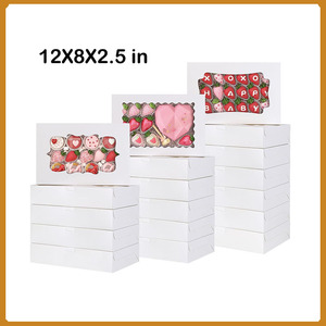 Прямые поставки с завода: Упаковочная коробка для десертов и тортов с окном, 12x8x2.5 дюйма, пищевой картон, белая, для трансграничной торговли - Product Image 2