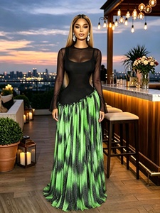 Abito da donna africano alla moda 2026, ultimo stile, a <span class=keywords><strong>maniche</strong></span> <span class=keywords><strong>lunghe</strong></span>, snellente, <span class=keywords><strong>con</strong></span> stampa e <span class=keywords><strong>maniche</strong></span> ampie, gonna ampia - Product Image 2