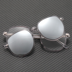 Xsy <b>Magnetic</b> <b>Clip</b> <b>On</b> <b>Sunglasses</b> Tr90 Black Oval Polarized Uv400 Unisex For Sun Protection Fishing Outing - Product Image 4