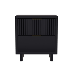 Nightstand Black <b>Storage</b> <b>Drawer</b> Cabinet Modern Bedroom Furniture - Product Image 1