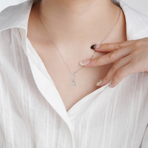 Collar <span class=keywords><strong>de</strong></span> Moissanita con Colgante <span class=keywords><strong>DE</strong></span> LA Torre Eiffel Chapado en <span class=keywords><strong>Oro</strong></span> Blanco para Mujer, Joyería <span class=keywords><strong>de</strong></span> Plata <span class=keywords><strong>de</strong></span> Ley 925 <span class=keywords><strong>de</strong></span> Estilo Coreano - Product Image 2