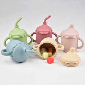 Gobelet à paille en silicone non toxique pour enfants, vaisselle pour bébés, alimentation, boisson, multifonction, tasse à bec pour tout-petits, écologique, personnalisé - Product Image 1