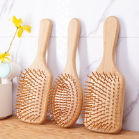 Brosse démêlante en bois 100 % naturelle et écologique avec logo personnalisé, brosse à cheveux en bambou à étiquette privée, vente chaude