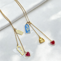 Collier Palestine en acier inoxydable plaqué or, pendentif cœur émaillé mosquée, bijoux arabes musulmans personnalisés, cadeau pour femmes