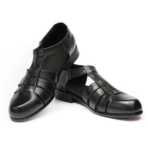Summer Baotou flip-flops, retro <b>matte</b> leather, genuine leather flip-flops with buckle, men's slip-on shoes - Product Image 1