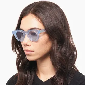 Commercio all'ingrosso di alta qualità Logo personalizzato in acetato tonalità di moda di marca polarizzata donne di lusso chiaro blu montature occhiali da sole per gli uomini